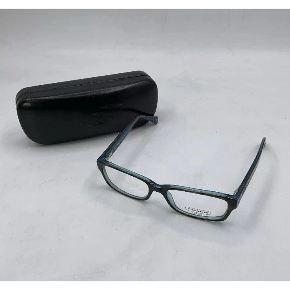 Coach Women's Brooklyn Rectangular Eye Glasses Dark Tortoise Teal With Case NWOT